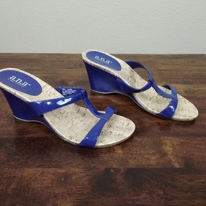 A.N.A - A New Approach Wedge Blue Sandals
